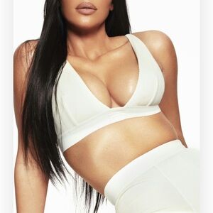 SKIMS Cotton Rib Plunge Bralette MEDIUM